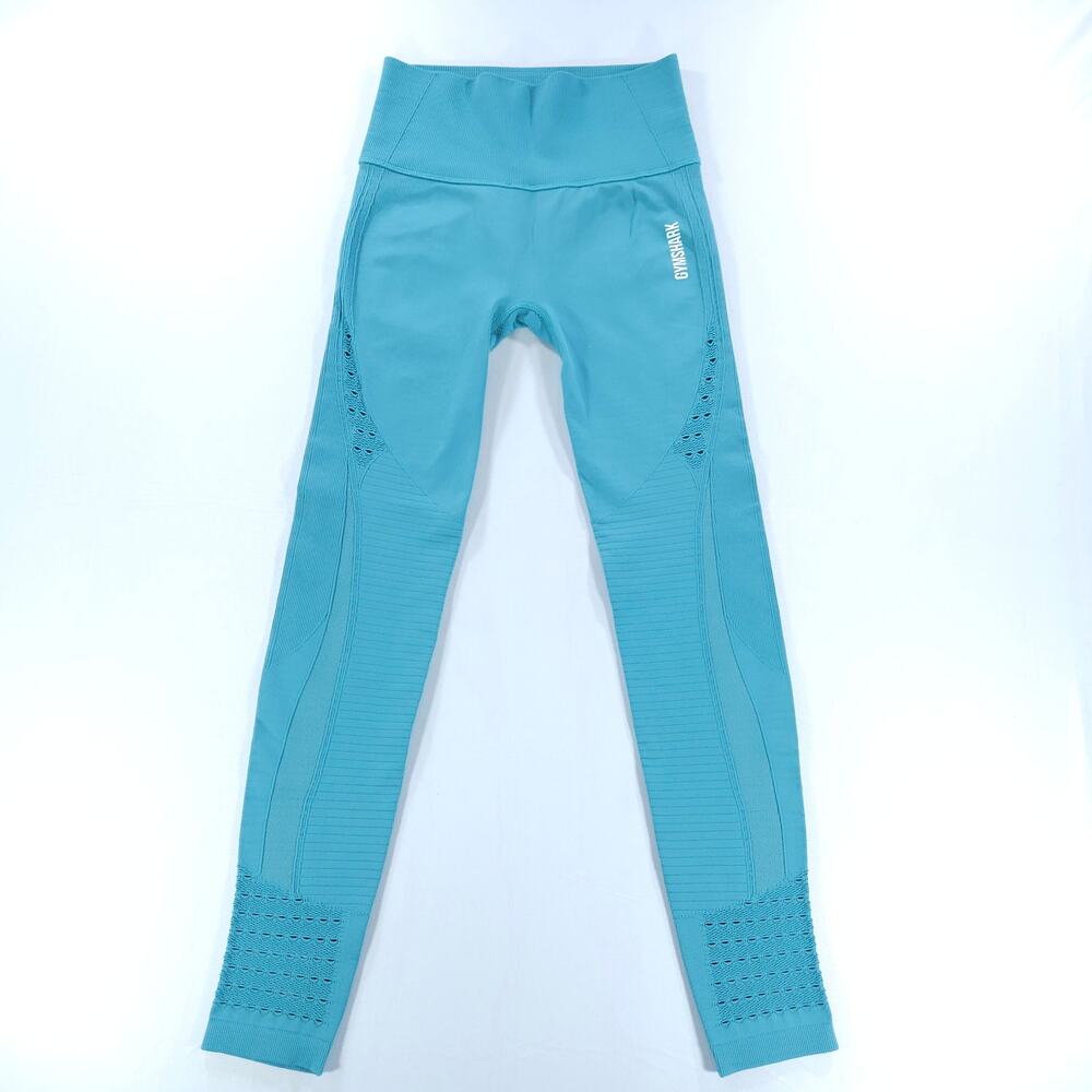 Gymshark Energy Seamless Leggings Women Small Teal Blue High Waist Full Length